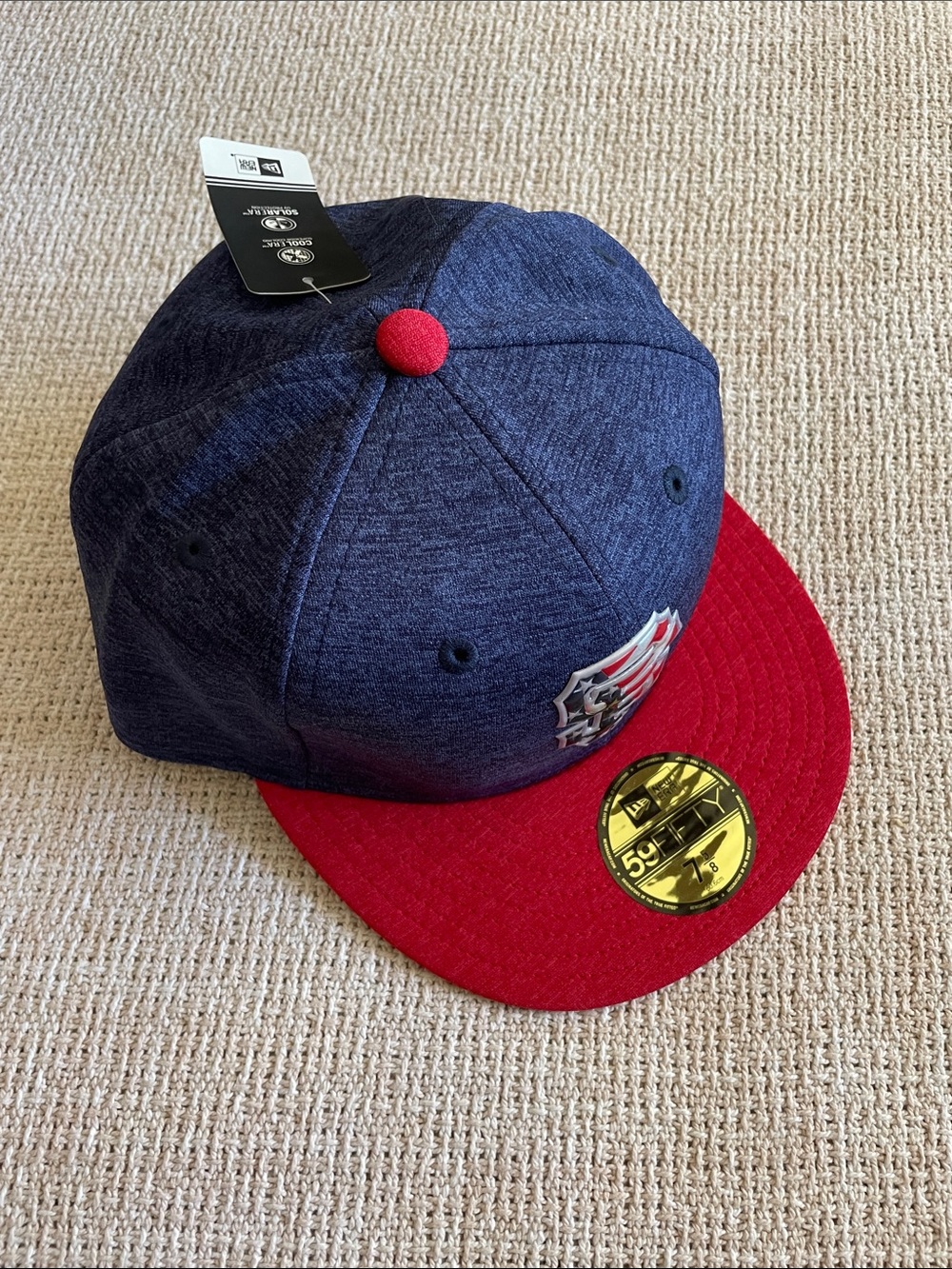New Era SF Navy Crown with Red Brim fitted USA hat